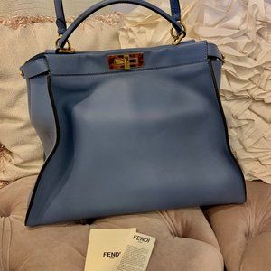 Fendi - Medium Blue and Tortoise Shell Peek-a-Boo Bag